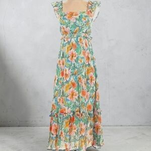 By The River Women's Multicolor Floral Maxi Dress. Sz Medium